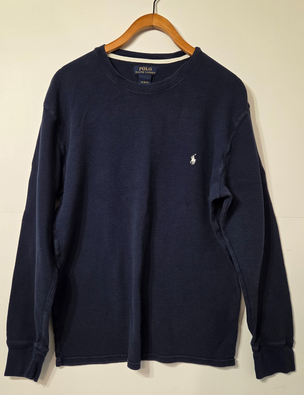Polo Ralph Lauren Men’s XL Navy Waffle Knit Thermal Long Sleeve Pony Shirt